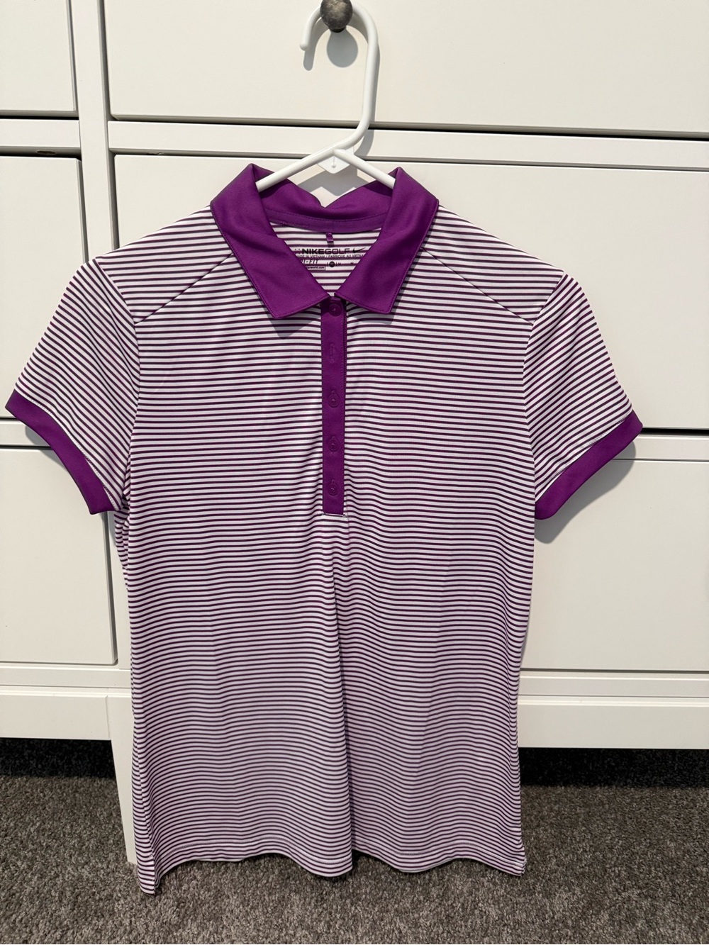 Nike Golf Purple and White Striped Polo Shirt